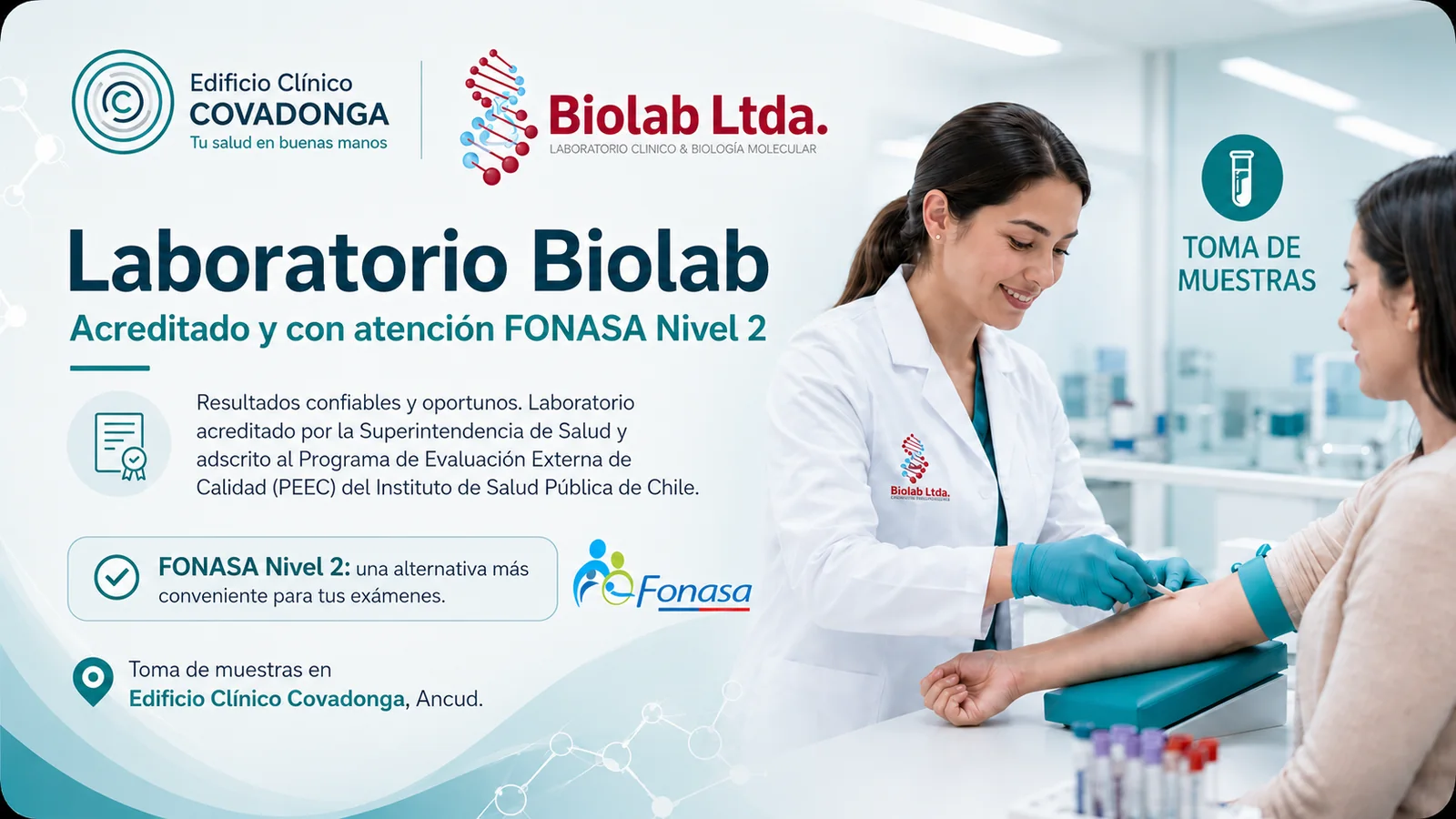 Toma de muestras Biolab en Covadonga, Ancud